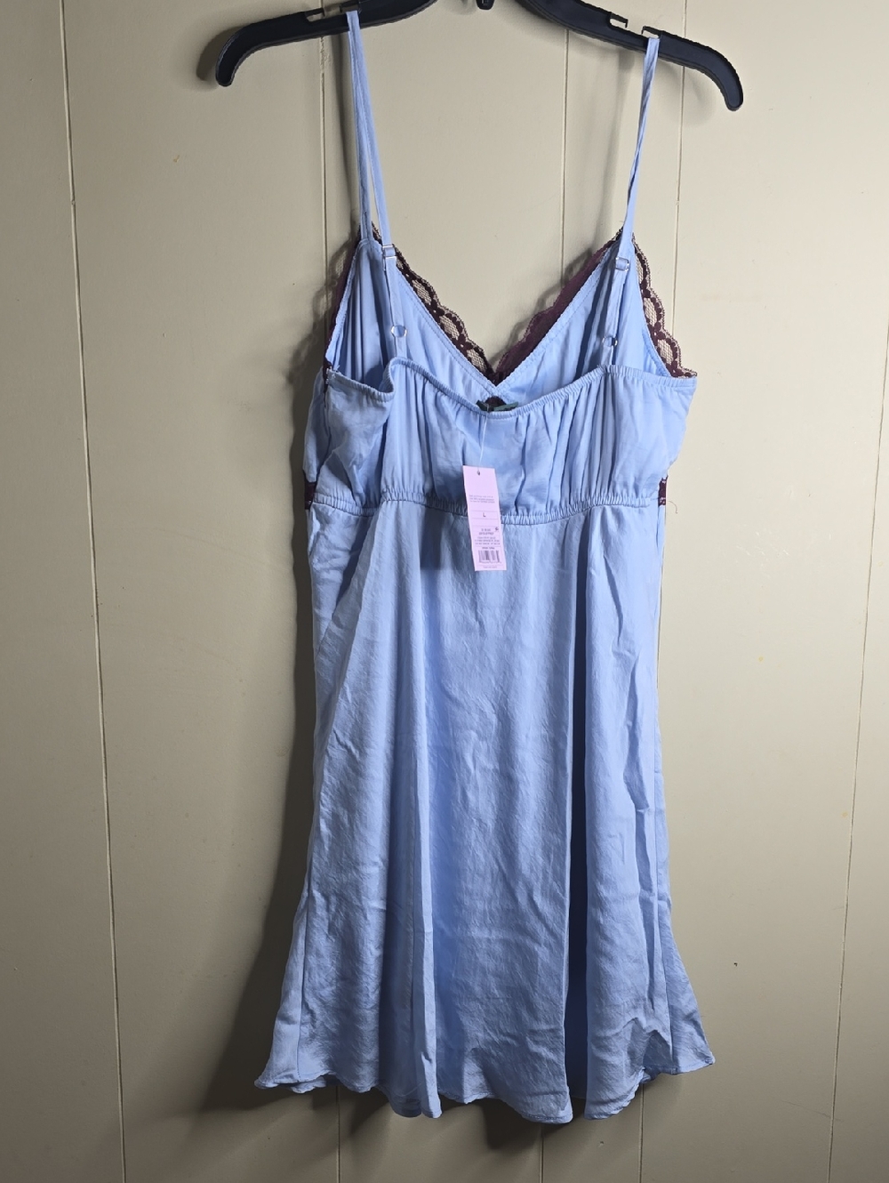 Women's Sleeveless Lace Trim Mini Slip Dress Wild Fable Size Large Light Blue - Picture 7 of 9